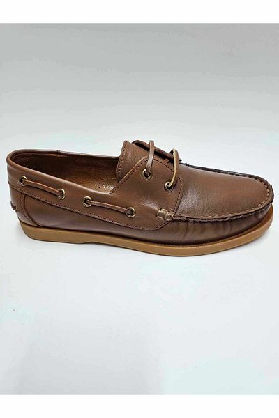 TRİA POLO GENUINE Leather Tan Flexible and Lightweight Men's Shoes - Lace-up
