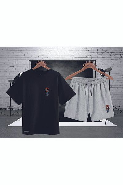 aynewmoda Mario Print Shorts T-Shirt Bottom Top Suit
