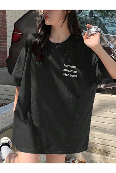 FAVORİST تي شيرت قطني رائع بأكمام قصيرة مقاس كبير