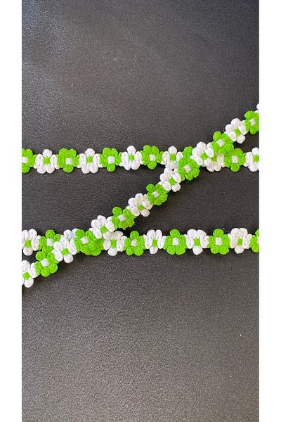 Ozpas Green-White Stripe Flower - 1 Cm Width 3m