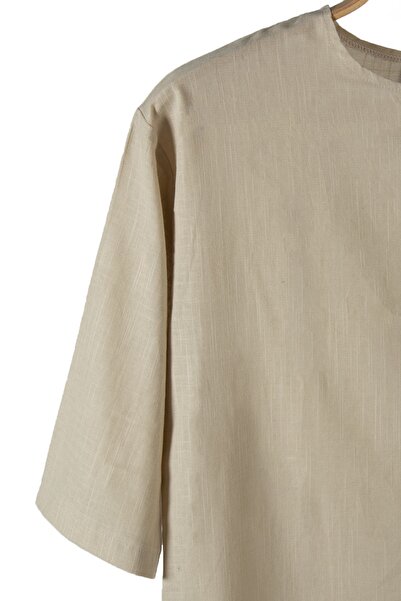 VEAVEN Ανδρικό λινό μπλουζάκι Cream Fakir Sleeve