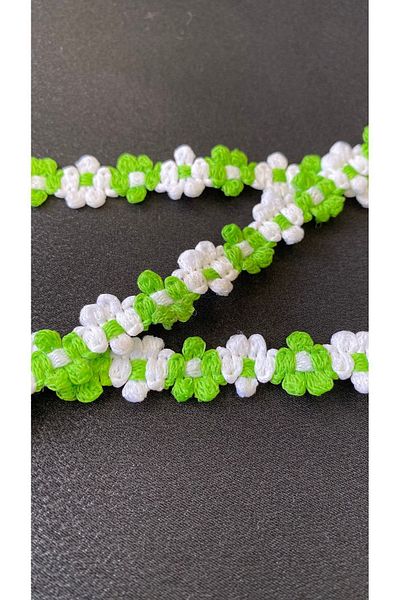 Ozpas Green-White Stripe Flower - 1 Cm Width 3m