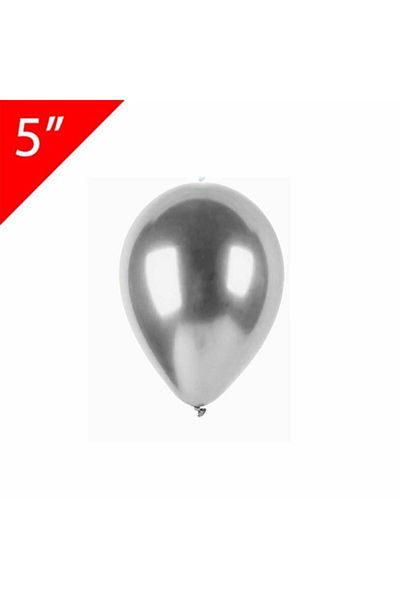 Patladı Gitti 5 Inch Chrome Silver Mini Balloon 10 Pcs