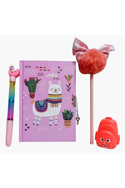 sevgi kırtasiye Fancy Gift Locked Souvenir Notebook Set Pompom Pencil Sharpener Ballpoint Pen