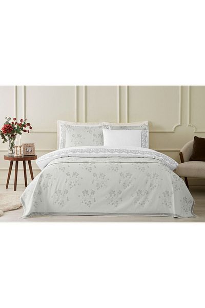 Özdilek Gray Ditsy Ozdilek Bedding Set - Bridal Cover