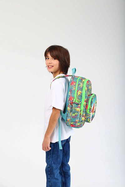 KAUKKO Set de rucsac de școală cu dinozaur drăguț și suport pentru creion pentru băiat