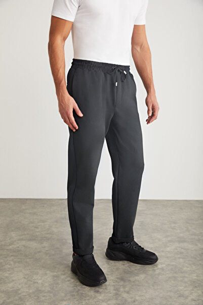 BayBayan Erkek Eşofman Belli Beli Lastikli  Esnek Dokuma Kumaş Slim Fit Pantolon