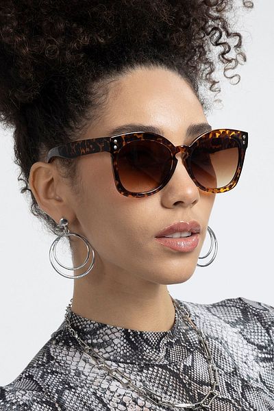 Polo55 Vintage Model Leopard Women's Sunglasses