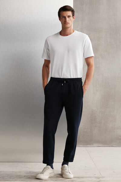 BayBayan Men's Slim Fit Trousers - Flexible Woven, Elastic Waist Sweatpants