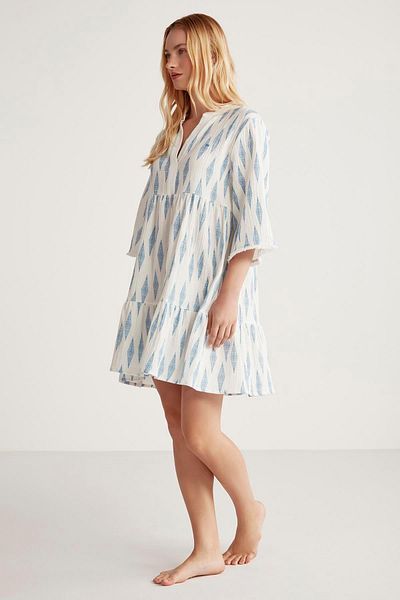 Penyemood Λευκό κοντό φόρεμα - Capri Sleeve, 100% βαμβάκι, C9T4N6O9