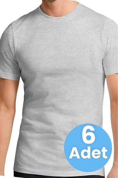 Tezzgelsin 6-Piece Cotton Men's Undershirt - Crew Neck