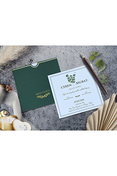 abcofis Düğün Davetiyesi Cem Davetiye Elegance 7101 Baskı Dahil
