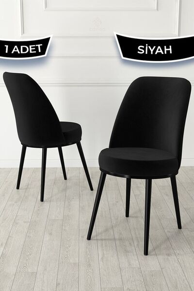 Canisa Jaxe Serisi 1 Adet Siyah Mutfak Sandalyesi Metal Siyah Iskeletli 1. Sı...