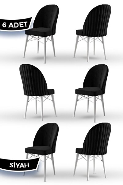 Canisa Jena Serisi 6 Adet Siyah Yemek Odası Sandalyesi 1.sınıf Babyface Ithal...