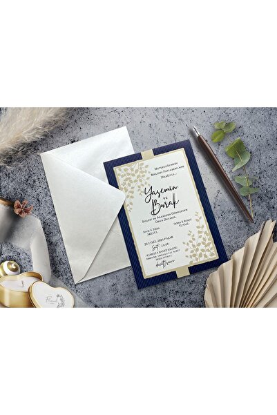 abcofis Düğün Davetiyesi Cem Davetiye Elegance 7011 Baskı Dahil
