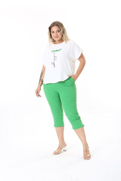 xlargebutik موسم نيوي - طقم ملابس كابري أخضر مقاس كبير