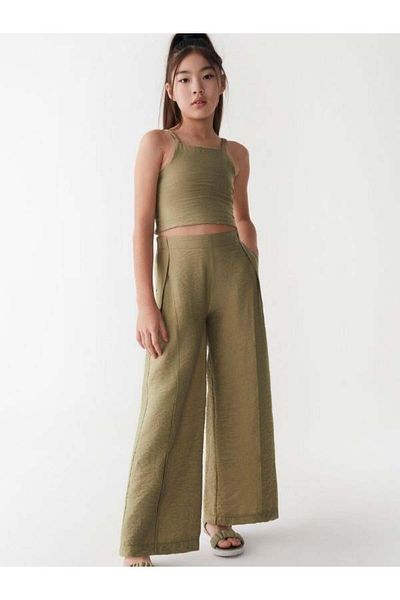 NK Girl's Pocketed and Wide Leg Elastic Waist Pants