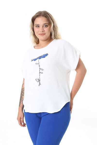 xlargebutik New Season - Σετ ρούχων Saks Blue Capri Plus Size