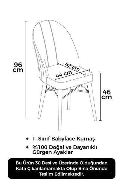 Canisa Jena Serisi 4 Adet Kahve Yemek Odası Sandalyesi 1.sınıf Babyface Ithal Kumaş Ceviz Gürgen Ayak