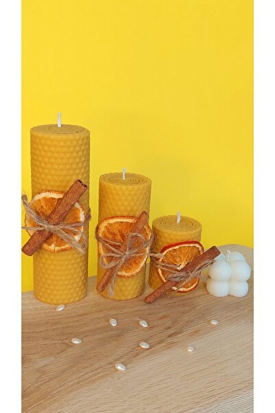 KAGE DESING Doğal Dekoratif Balmumu Mum ve Bubble Mum Seti