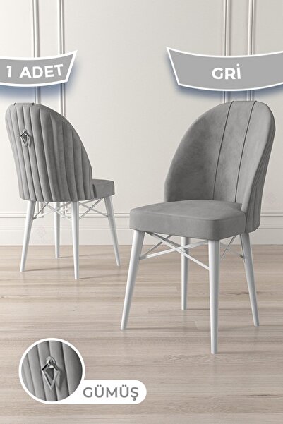 Canisa Ritim Serisi 1 Adet Gri Sandalye 1.sınıf Babyface Ithal Kumaş Beyaz Gü...