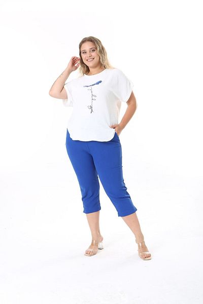 xlargebutik New Season - Σετ ρούχων Saks Blue Capri Plus Size