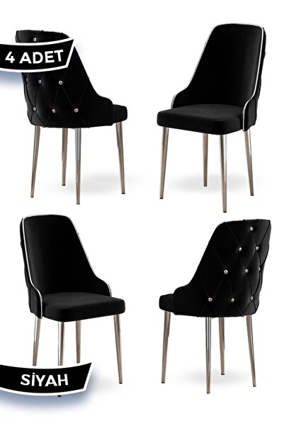 Canisa Krax Serisi, 1.sınıf Babyface Kumaş Mutfak Sandalye, Gümüş Metal Ayak,...