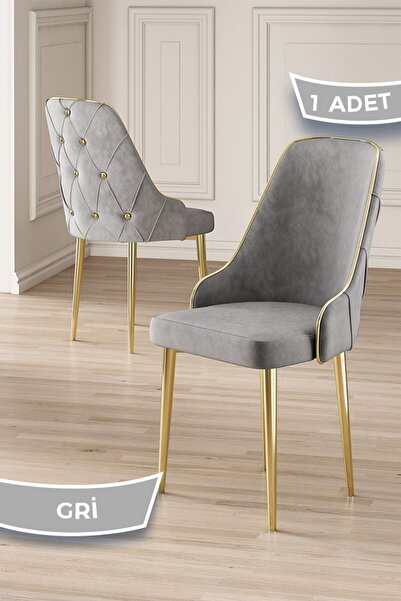 Canisa Krax Serisi 1.sınıf Babyface Kumaş Yemek Odası Sandalyesi Gold Metal A...