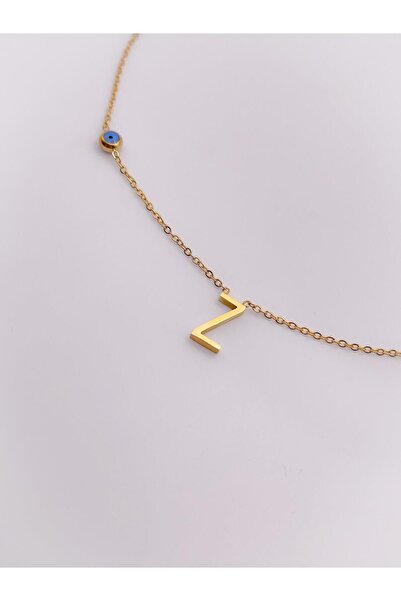 Trinos قلادة من الفولاذ بحروف بسيطة وقلادة بحروف مطرزة بعين الشر