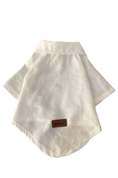 meowuf White Bow Tie Shirt - Summer Cat and Dog Outfit