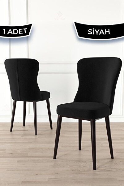 Canisa Tita Serisi 1 Adet Siyah Yemek Odası Sandalyesi Metal Kahve Ayaklı 1. ...