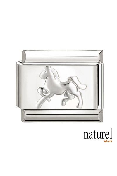 Naturel Tılsım 9mm Stainless Italian Steel Horse Charm