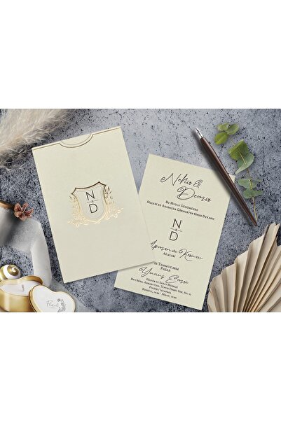 abcofis Düğün Davetiyesi Cem Davetiye Elegance 7017 Baskı Dahil
