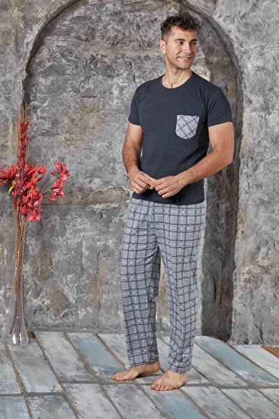 CALİA Crew Neck Single Jersey Printed Men's Pajama Set - Short Sleeve