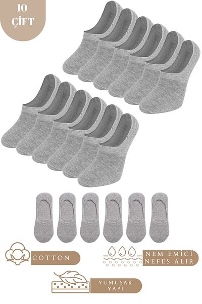 KRAL SOCKS Ανδρικές και γυναικείες κάλτσες μπαλαρίνας από βαμβακερό απλό σχέδιο - Συσκευασία των 10