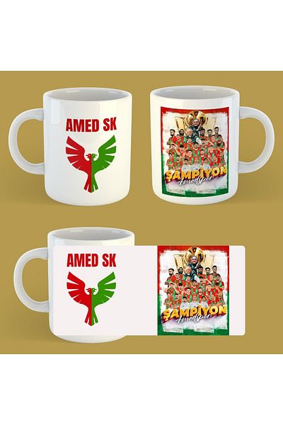 ZERYA كوب Amedspor Champion من البورسلين - كوب رياضي من Amed
