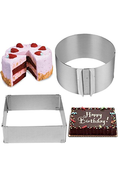 mold shop مجموعة كعكة المعجنات المربعة والدائرية من الفولاذ المقاوم للصدأ من ...