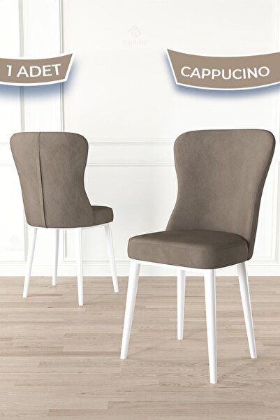Canisa Tita Serisi 1 Adet Cappucino Mutfak Sandalyesi Metal Beyaz Ayaklı 1. S...