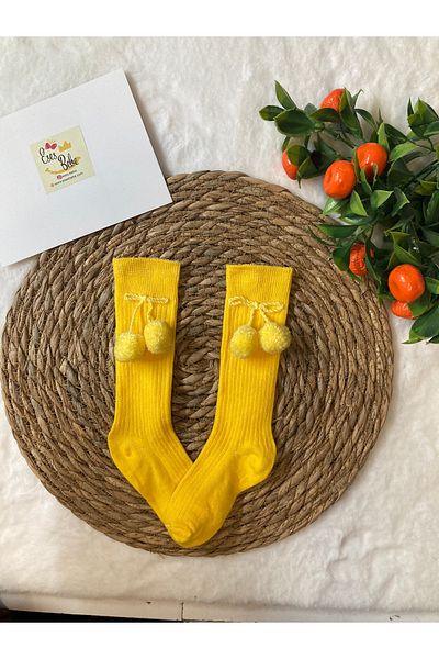 ESES BEBE Sosete pentru genunchi - Pompon galben