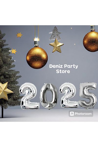 Deniz Party Store Πρωτοχρονιά 2025 Foil Balloon Κάθε Μέγεθος Αριθμού 36 - 40 cm Ασημί
