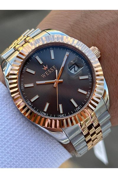 Wesse 5 Atm Men's Wristwatch - Steel Band, Calendar Dial, Blackening Color EWWG403005