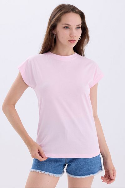 MD trend Tricou tricotat de bază pentru femei - mânecă liliac, bumbac