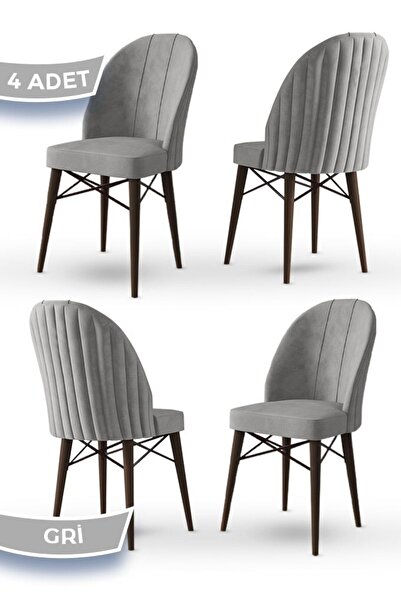 Canisa Jena Serisi 4 Adet Gri Yemek Odası Sandalyesi 1.sınıf Babyface Ithal K...