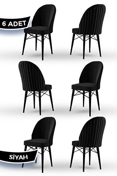 Canisa Jena Serisi, 6 Adet Siyah Gürgen Ayaklı 1.sınıf Babyface Ithal Kumaş M...