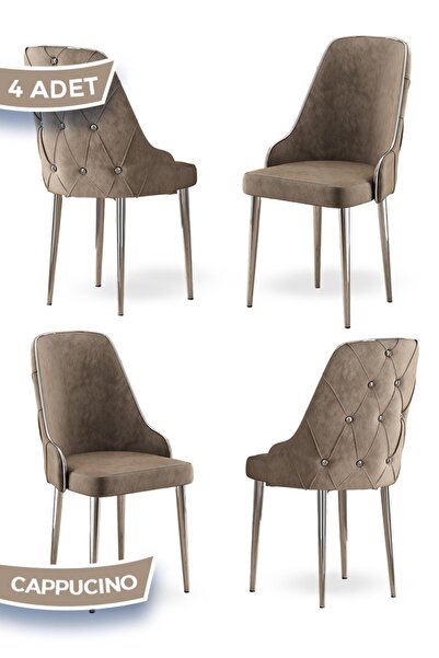 Canisa Krax Serisi, 1.sınıf Babyface Kumaş Mutfak Sandalye, Gümüş Metal Ayak,...