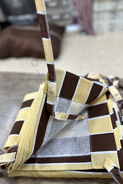 SHY TEKSTİL Πολυτελής κουρτίνα μπαλκονιού με ρίγες καφέ-κρεμ, ειδικής κατασκευής - Η ύψος είναι η ύψος του επάνω μέρους