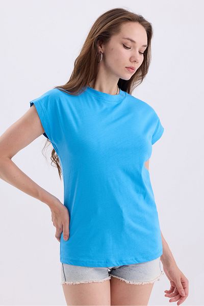 MD trend Tricou tricotat de bază pentru femei - mânecă liliac, bumbac