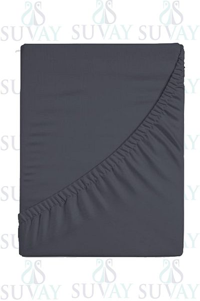 SUVAY Anthracite 100% Cotton Elastic Single / Double King Size Combed Cotton Bed Sheet