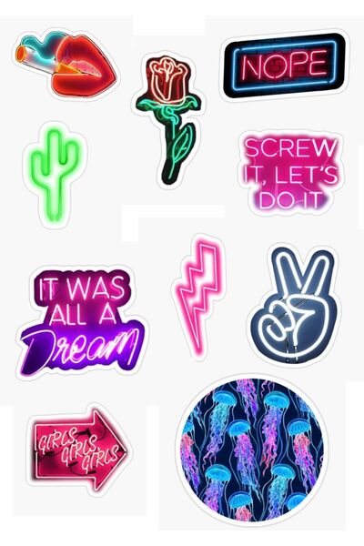 MiniPera Neon dizajnirani premium set naljepnica - Pogodan za površine laptop...