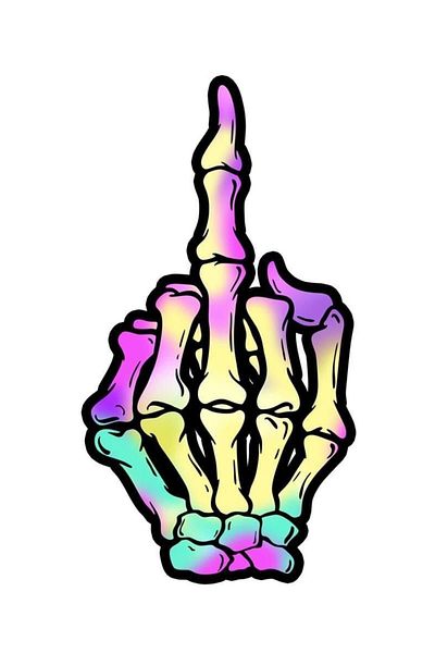 MegaSticker Autocolant pentru mașină, motocicletă, cască, laptop cu schelet de la mijlocul degetului 15x8 cm